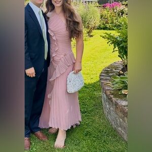 Lorelie Halter Dress Willows Boutique Dusty Lilac Ruffles Pleated Assymetical